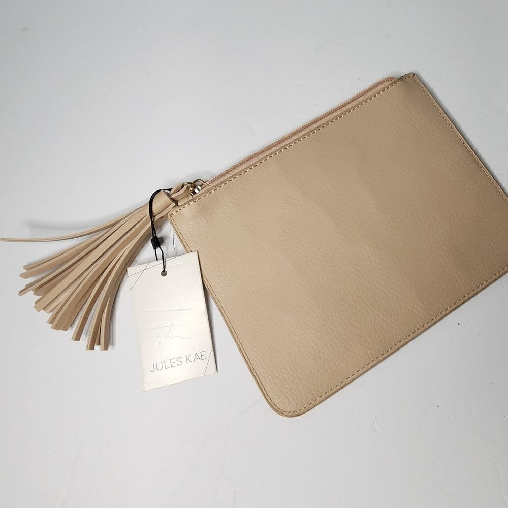 Jules Kae Makeup Bag Small Zipper Pouch Copper Metallic NWT